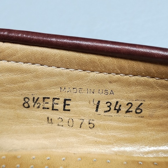 Allen Edmonds Cameron Penny Loafers Mens 8.5EEE Burgundy Leather Slip On 42075 - Picture 4 of 9